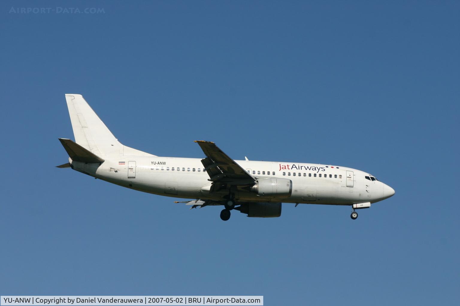 YU-ANW, 1988 Boeing 737-3H9 C/N 24141, flight JU274 is descending to rwy 02