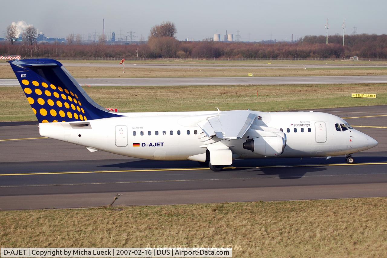 D-AJET, 1991 British Aerospace BAe.146-200 C/N E2201, Taxiing to the runway
