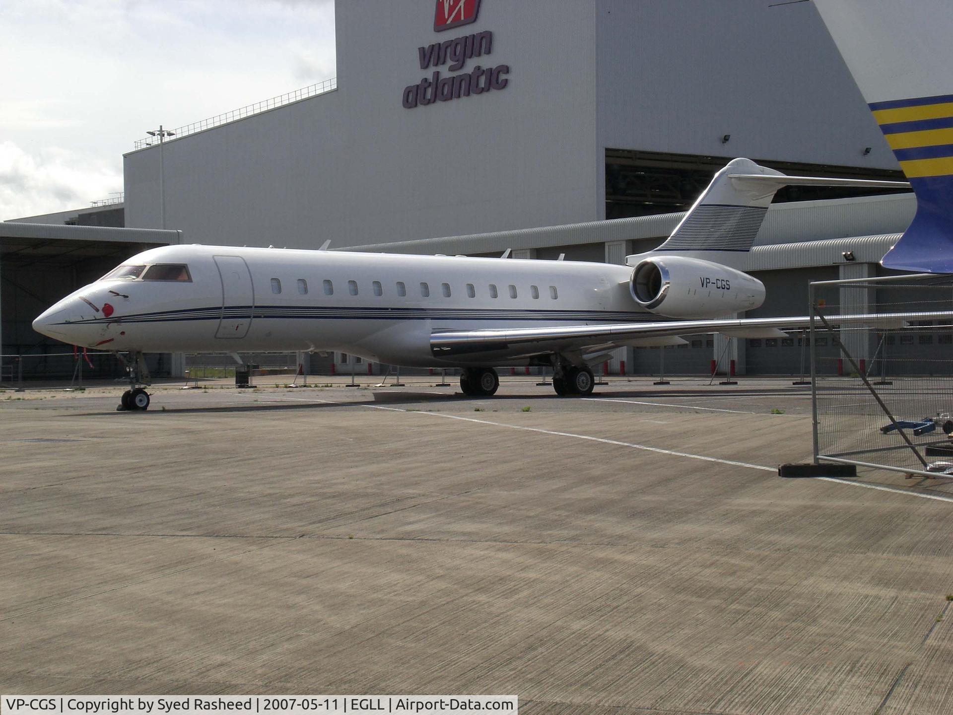 VP-CGS, 2001 Bombardier BD-700-1A10 Global Express C/N 9102, VP-CGS @ EGLL STAND 107
