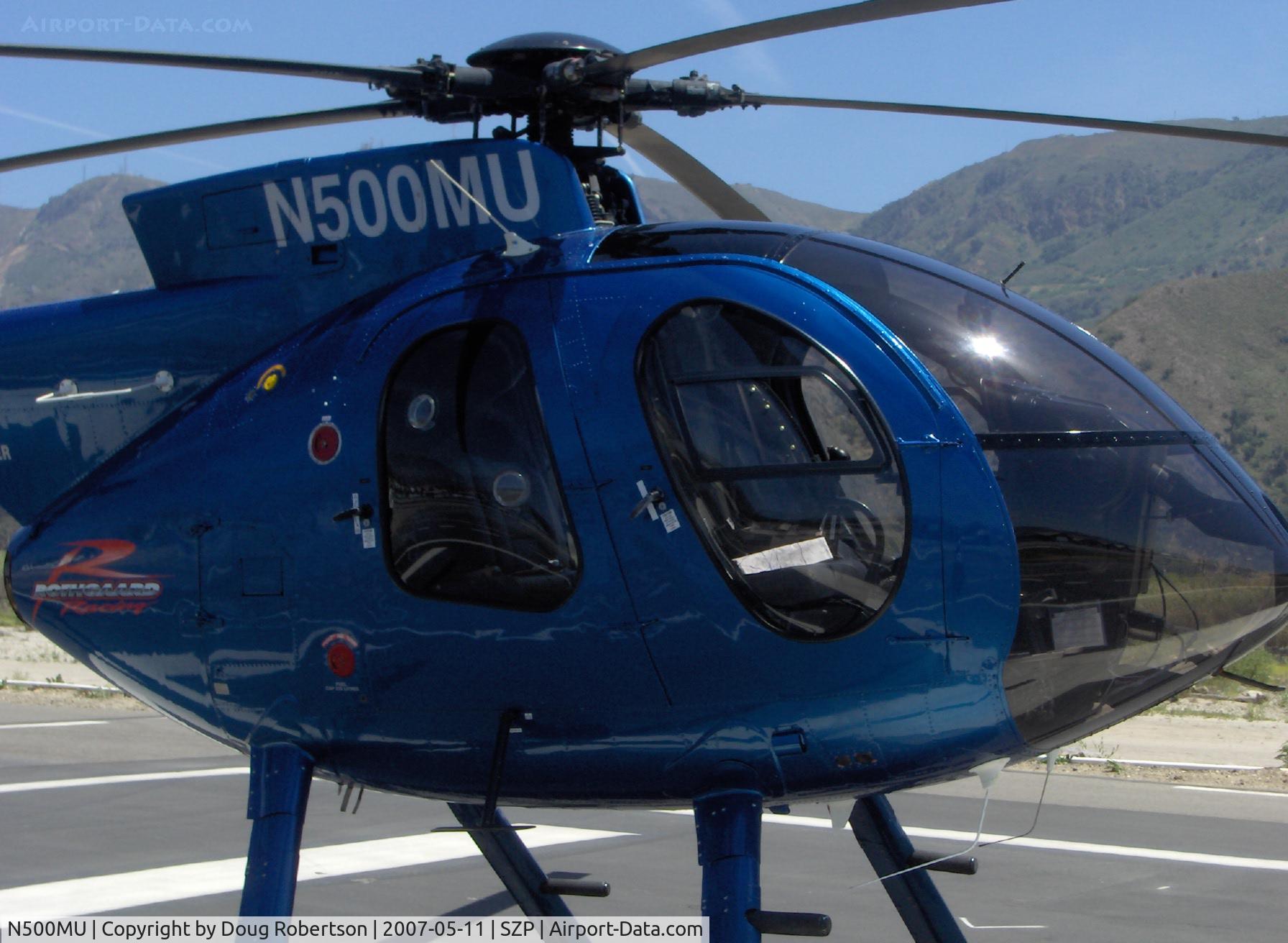 N500MU, 1996 McDonnell Douglas 369E C/N 0533E, 1996 McDonnell Douglas 369E of Rothgaard Racing on SZP's Helo pad, one Rolls Royce 250-C20B 420 shp turboshaft