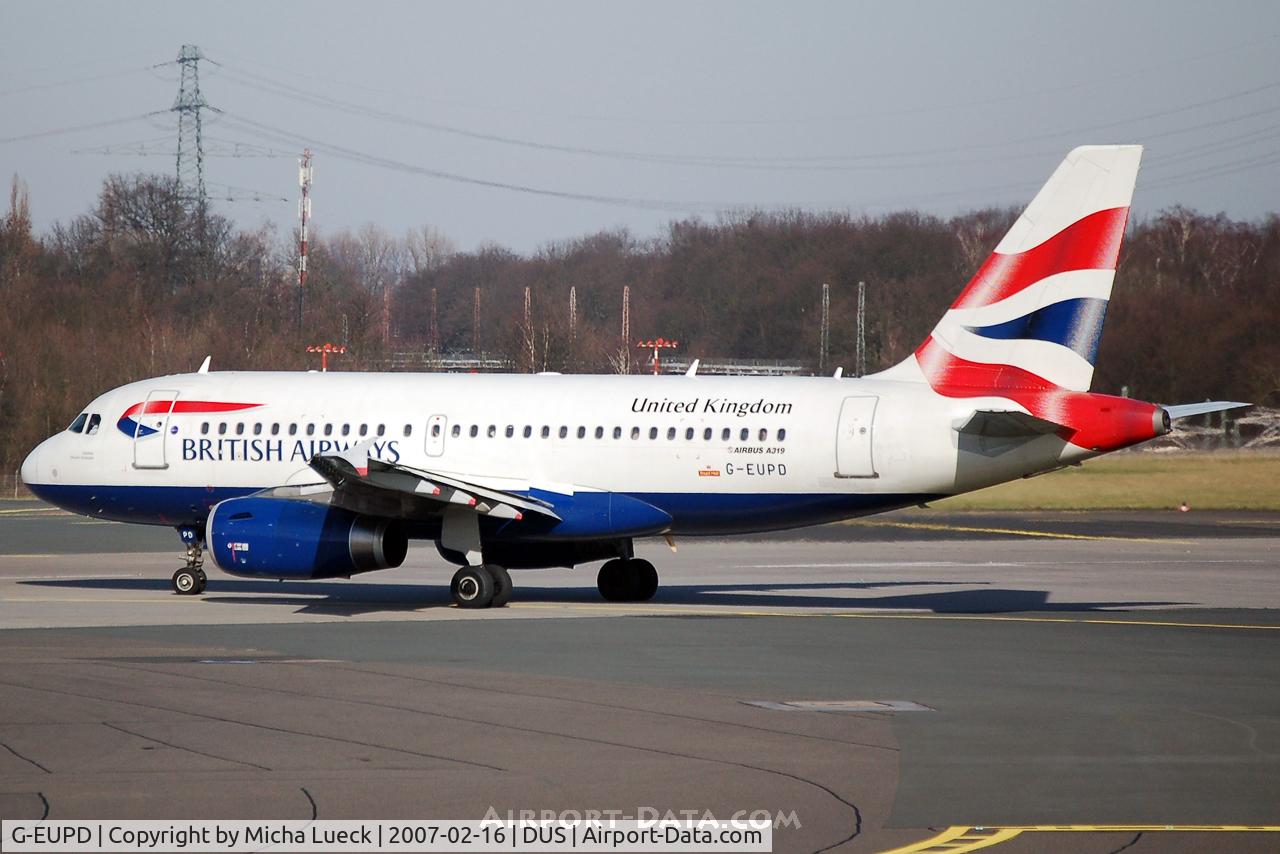 G-EUPD, 1999 Airbus A319-131 C/N 1142, Turning on the the runway for take off