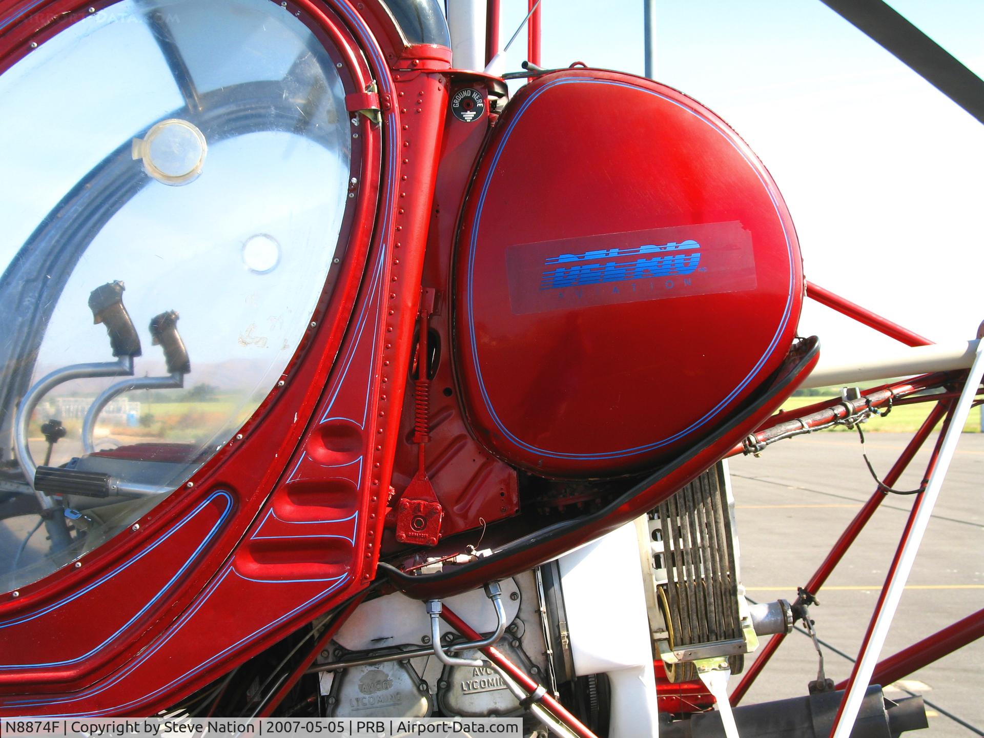 N8874F, 1963 Hughes 269A C/N 0239, Close-up Del Rio Aviation titles @ Paso Robles, CA