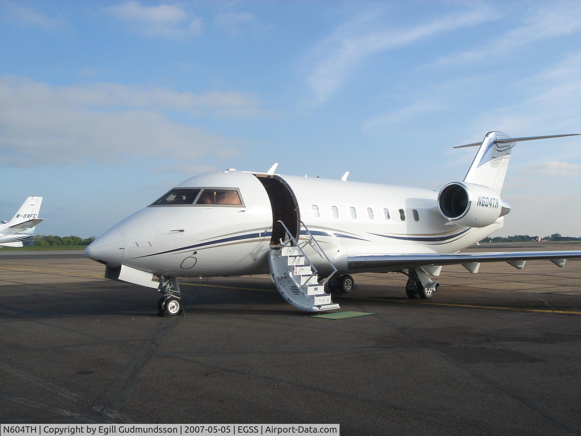 N604TH, 2001 Bombardier Challenger 604 (CL-600-2B16) C/N 5496, Aircraft at Stansted in front of Harrods