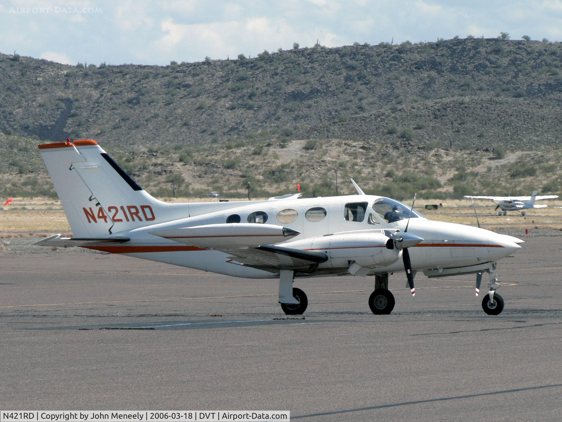 N421RD, 1968 Cessna 421 Golden Eagle C/N 421-0157, Photo taken from outside the restaurant at DVT