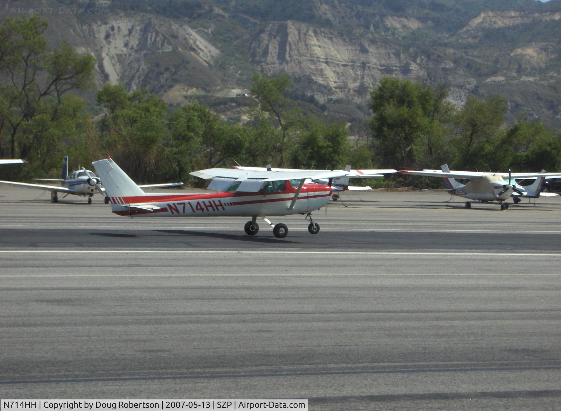 N714HH, 1977 Cessna 150M C/N 15079185, 1977 Cessna 150M, Continental O-200 100 Hp, landing touchdown Rwy 22