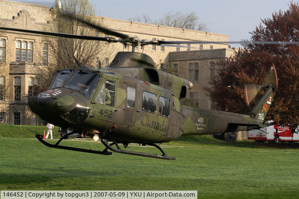 146452, Bell CH-146 Griffon C/N 46452, Landing off airport at University of Western Ontario.