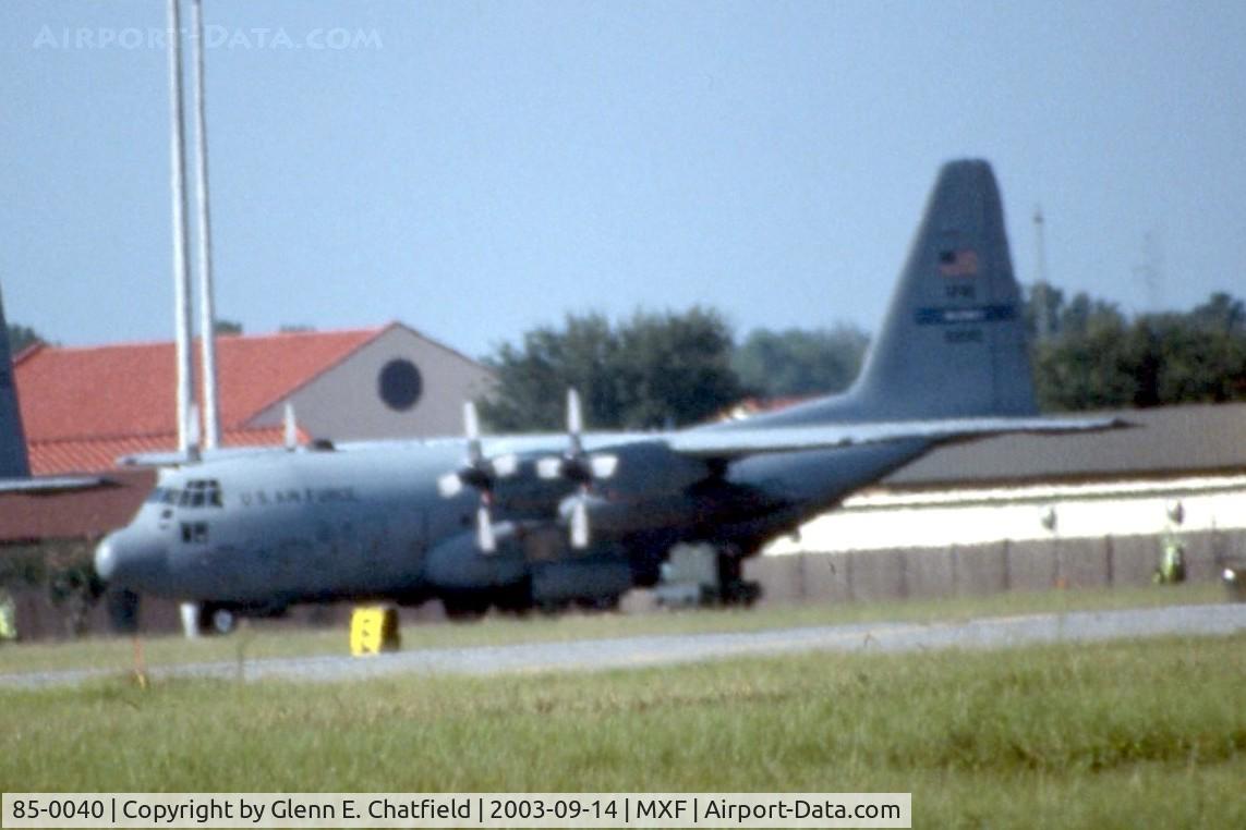 85-0040, 1985 Lockheed C-130H Hercules C/N 382-5083, C-130H shot from highway using 600mm lens with 2X teleconverter.  Long distance!