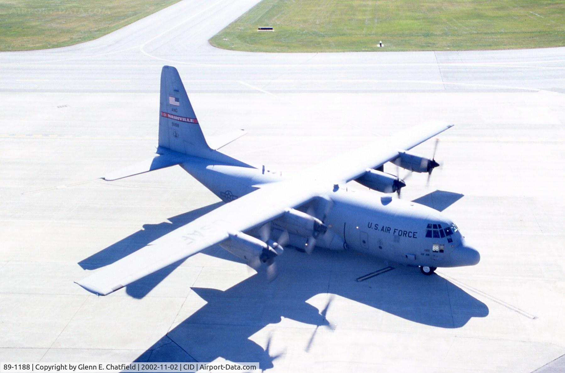89-1188, 1989 Lockheed C-130H Hercules C/N 382-5197, C-130H of the Kentucky Air National Guard, seen from the Control Tower