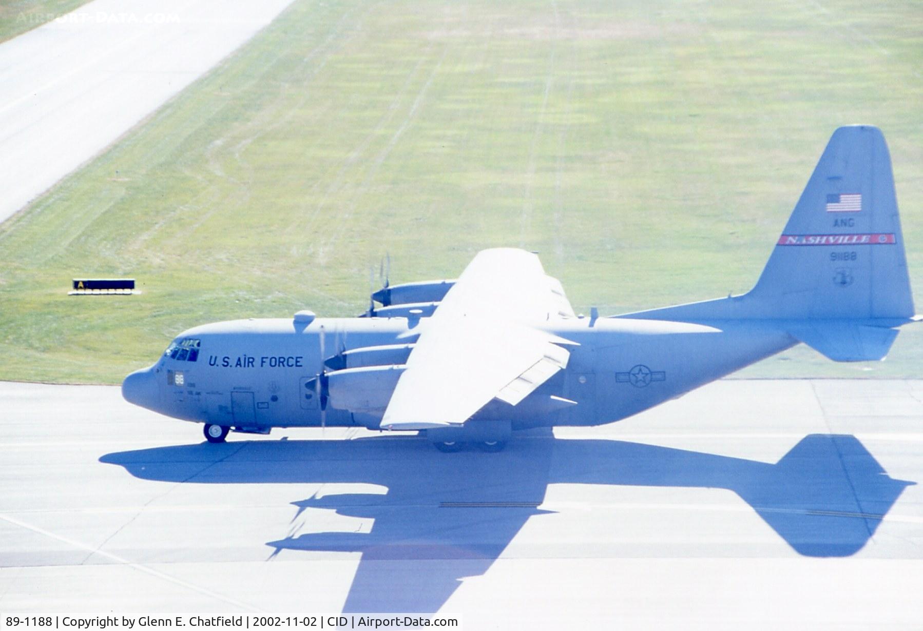 89-1188, 1989 Lockheed C-130H Hercules C/N 382-5197, C-130H of the Kentucky Air National Guard, seen from the Control Tower