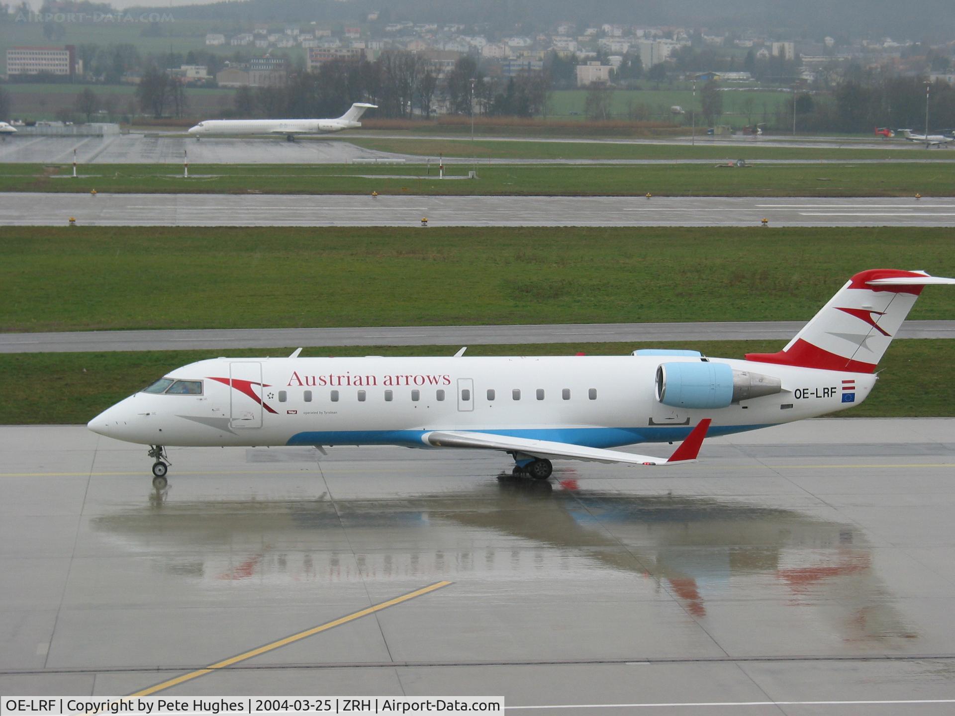 OE-LRF, 1995 Canadair CRJ-100LR (CL-600-2B19) C/N 7061, a very wet day at Zurich
