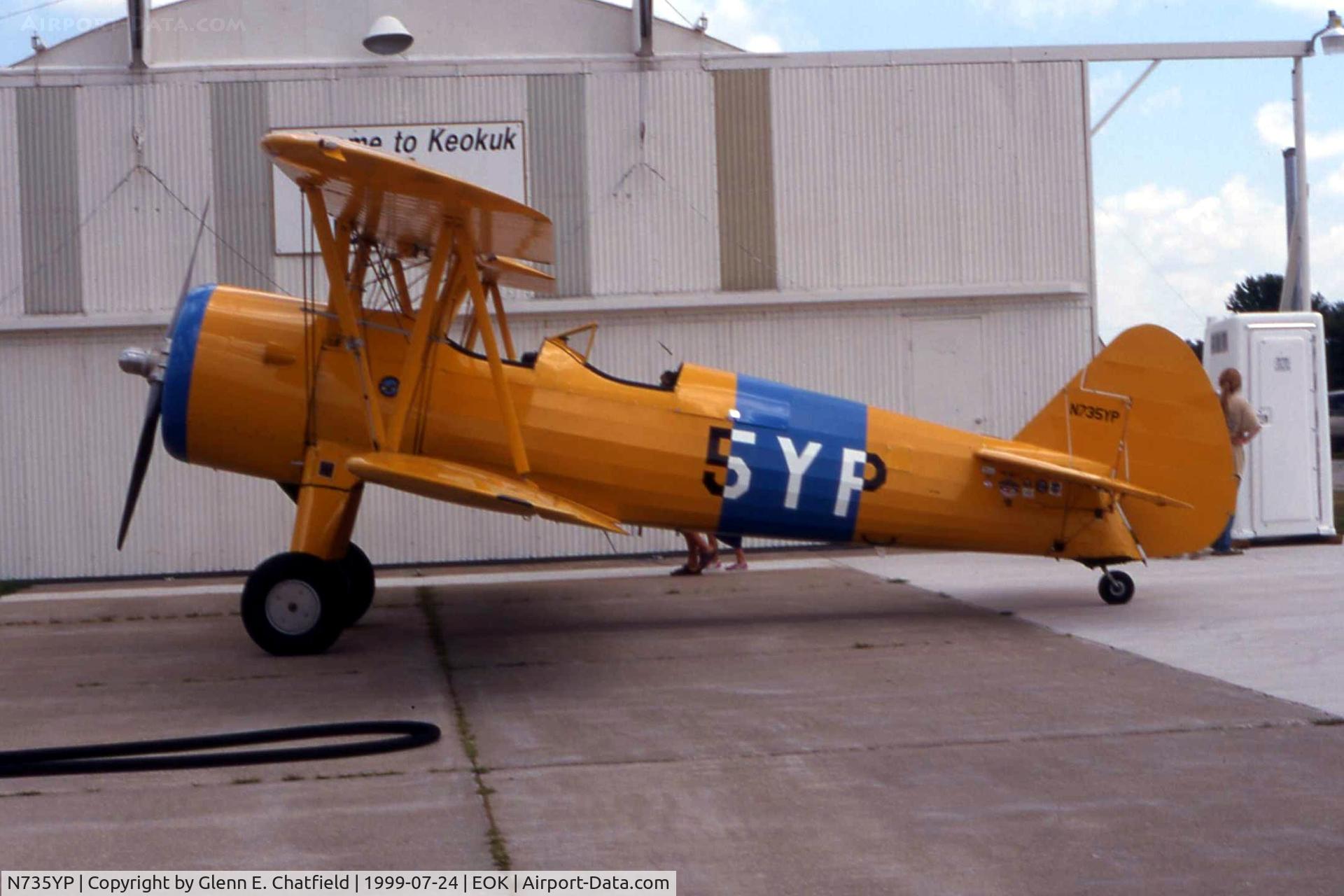 N735YP, 1942 Boeing B75N1 C/N 75-2611, N2S-3 at the Liasion bird fly in