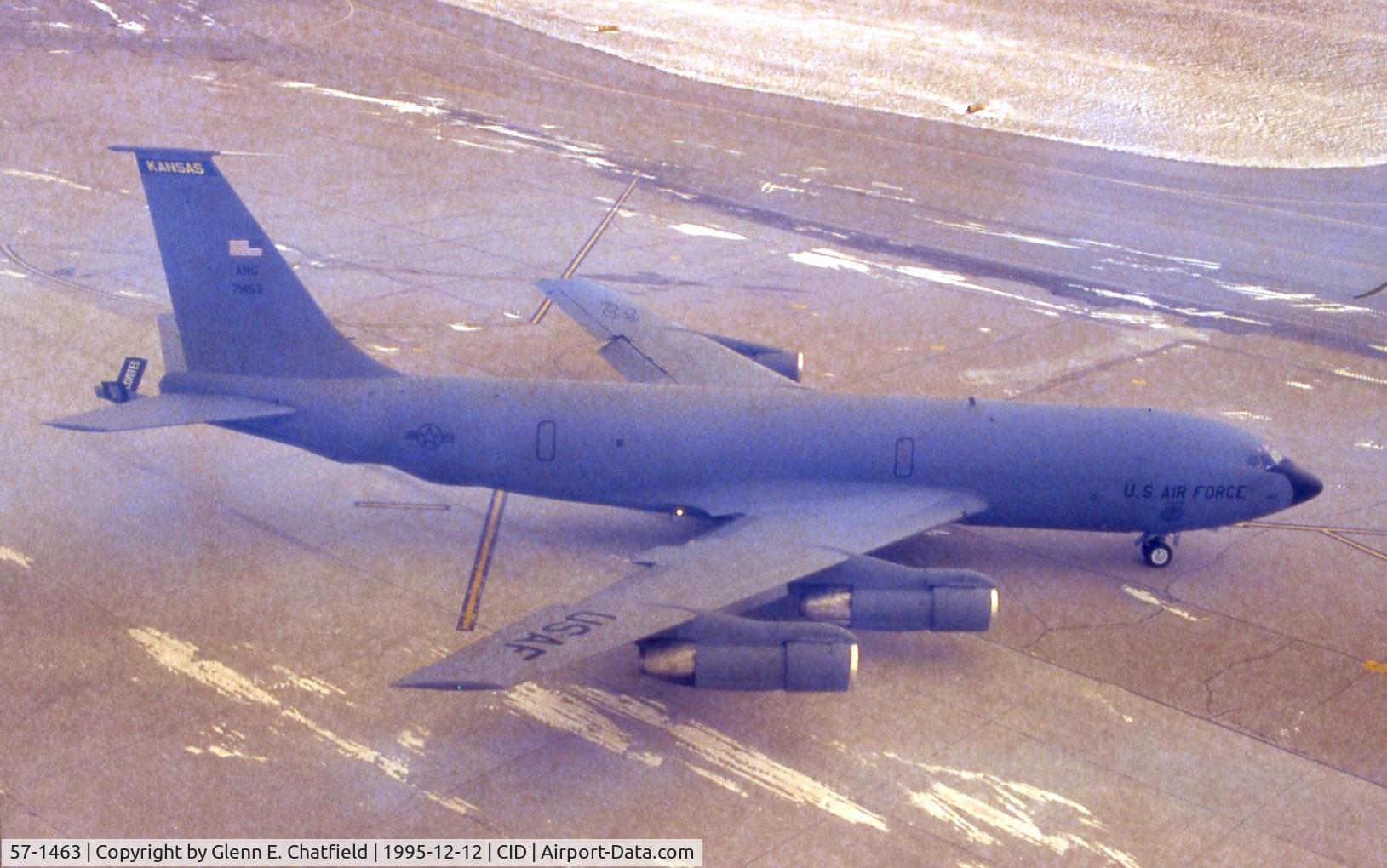 57-1463, 1957 Boeing KC-135E-BN Stratotanker C/N 17534, KC-135E parking at the base of the tower.  Film got hot, left brown haze.