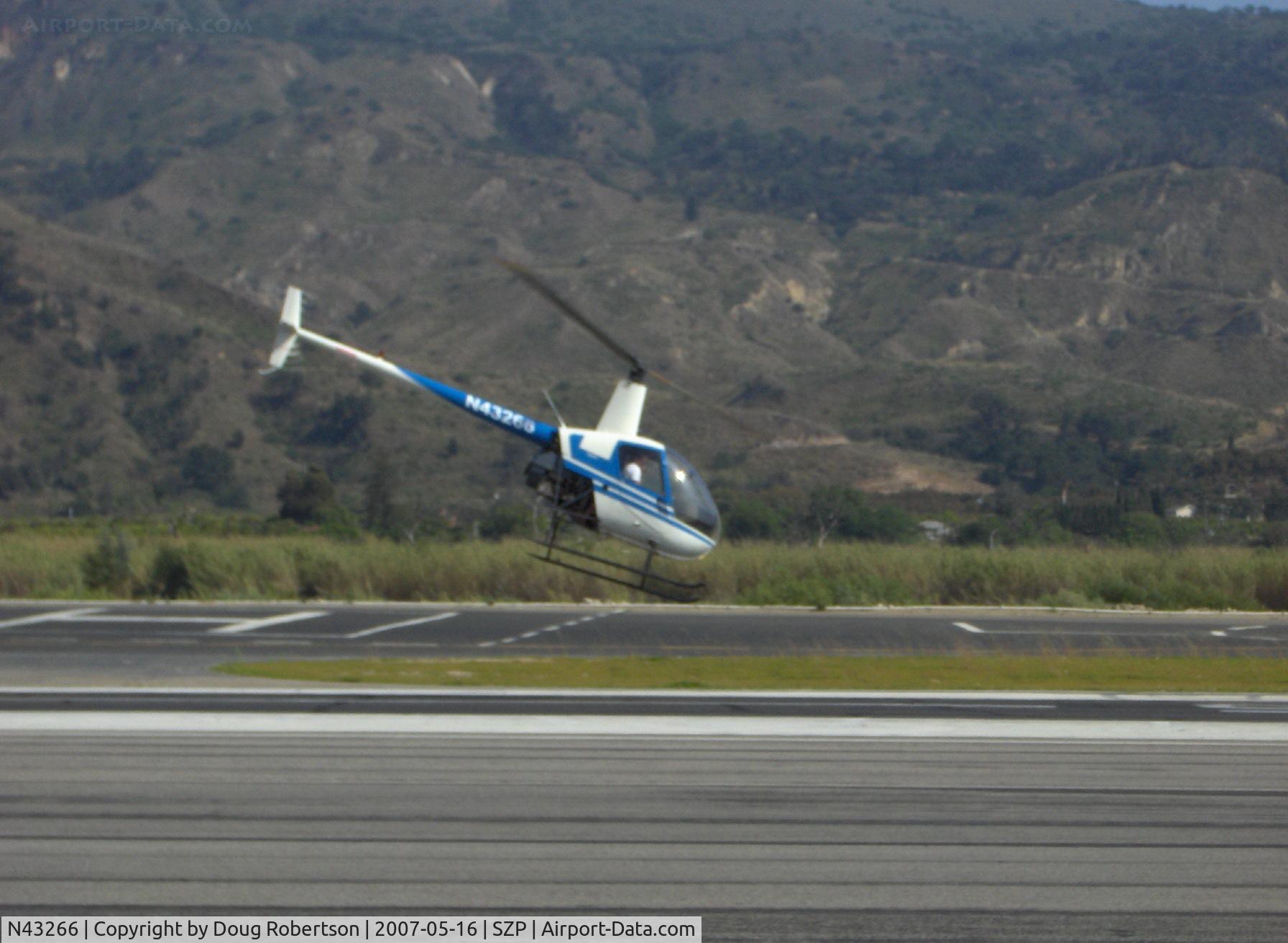 N43266, 1990 Robinson R22 Beta C/N 1268, 1990 Robinson R22 Beta, Lycoming O-320-BC, fast departure to CMA
