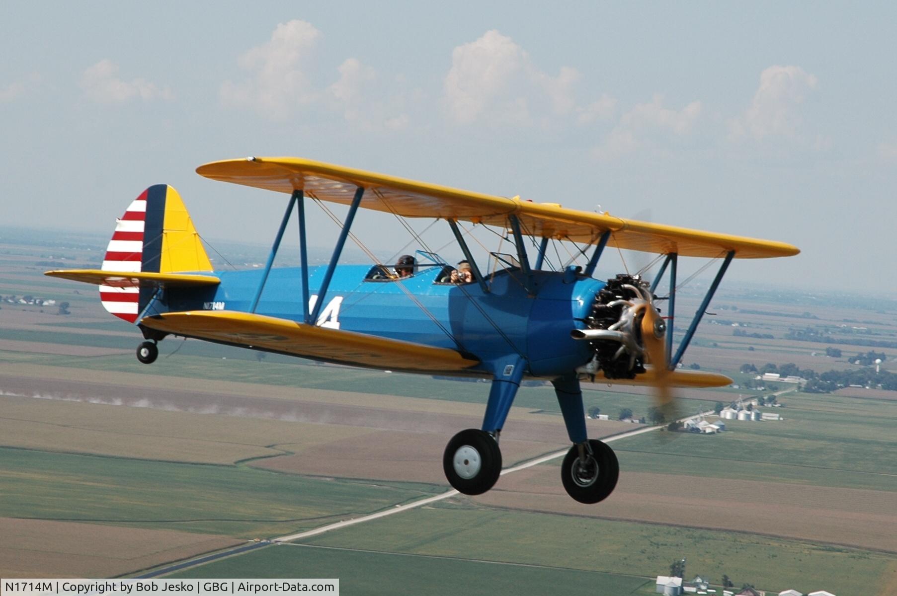 N1714M, 1951 Boeing E75 C/N 75-8666, Stearman in Flight at National Steraman Fly-In