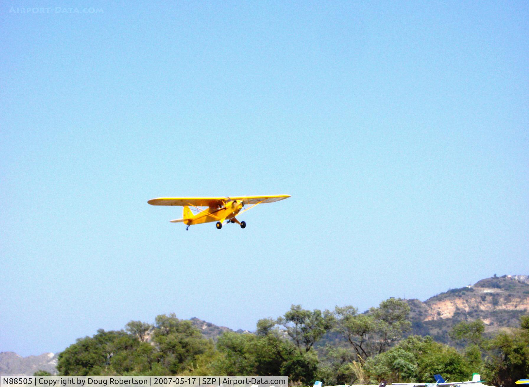 N88505, Piper J3C-65 Cub Cub C/N 16129, Piper J3C-65 CUB, Continental C65 65 Hp, takeoff climb Rwy 22