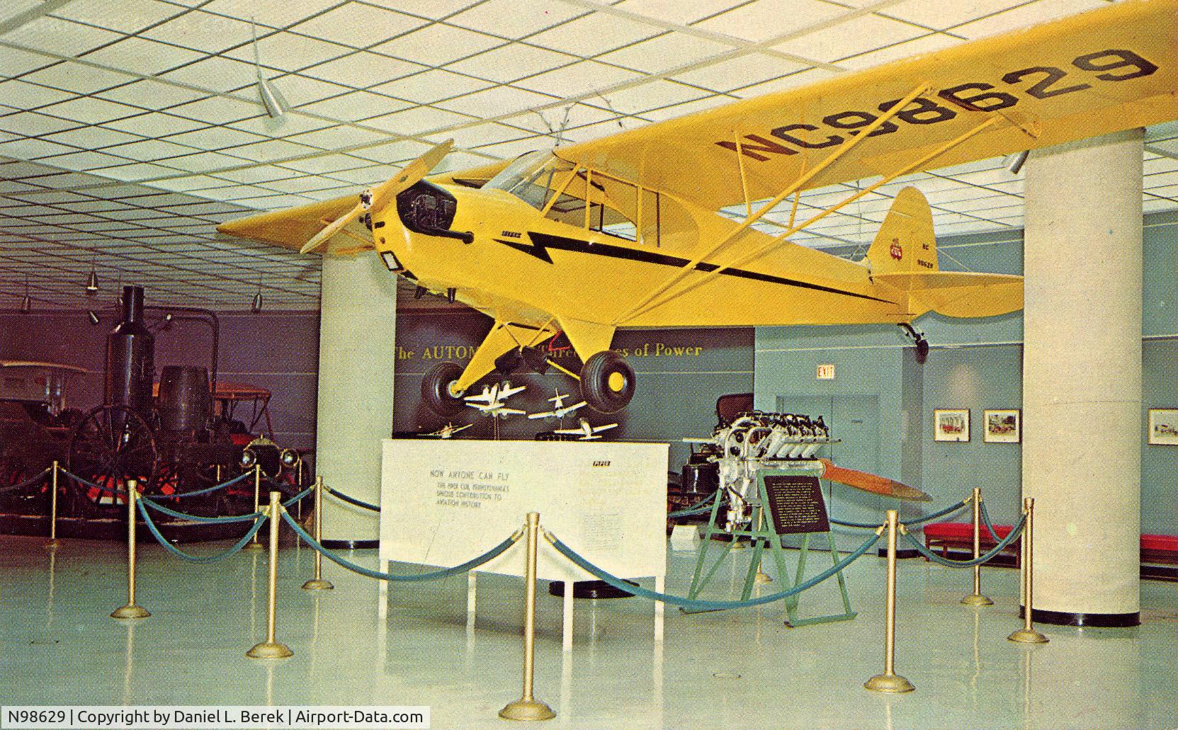 N98629, Piper J-3C-65 Cub C/N 18854, This beautifully restored aircraft is part of the William Penn State Museum transportation exhibit, Harrisburg, PA.
