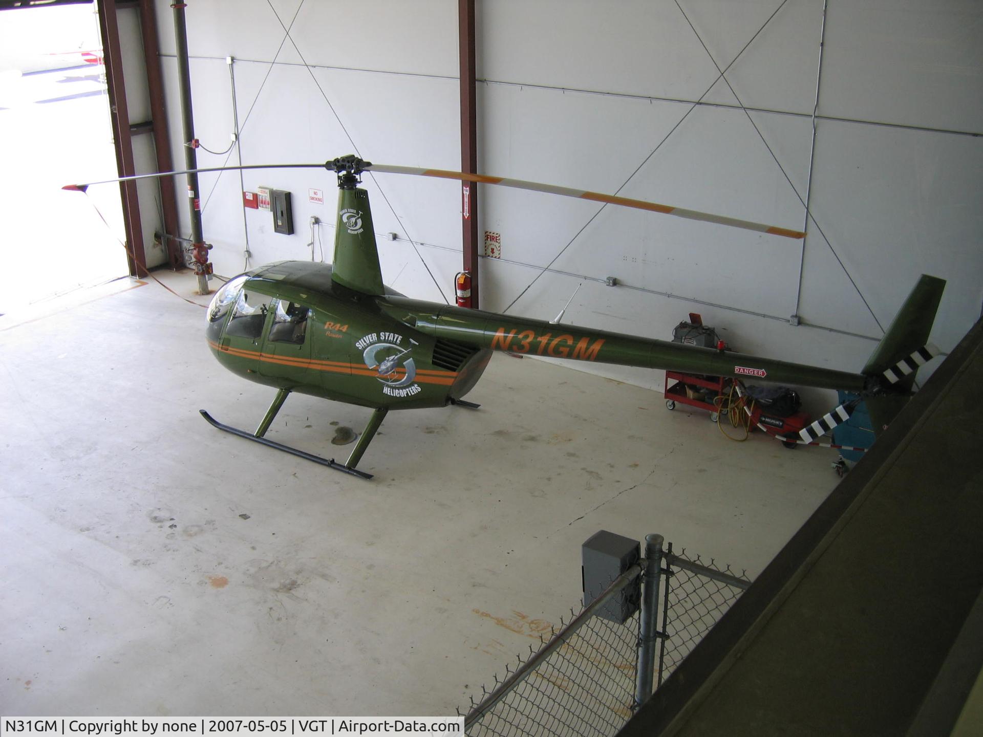 N31GM, 2001 Robinson R44 C/N 1117, N31GM at VGT Silver State Helicopters Hangar.