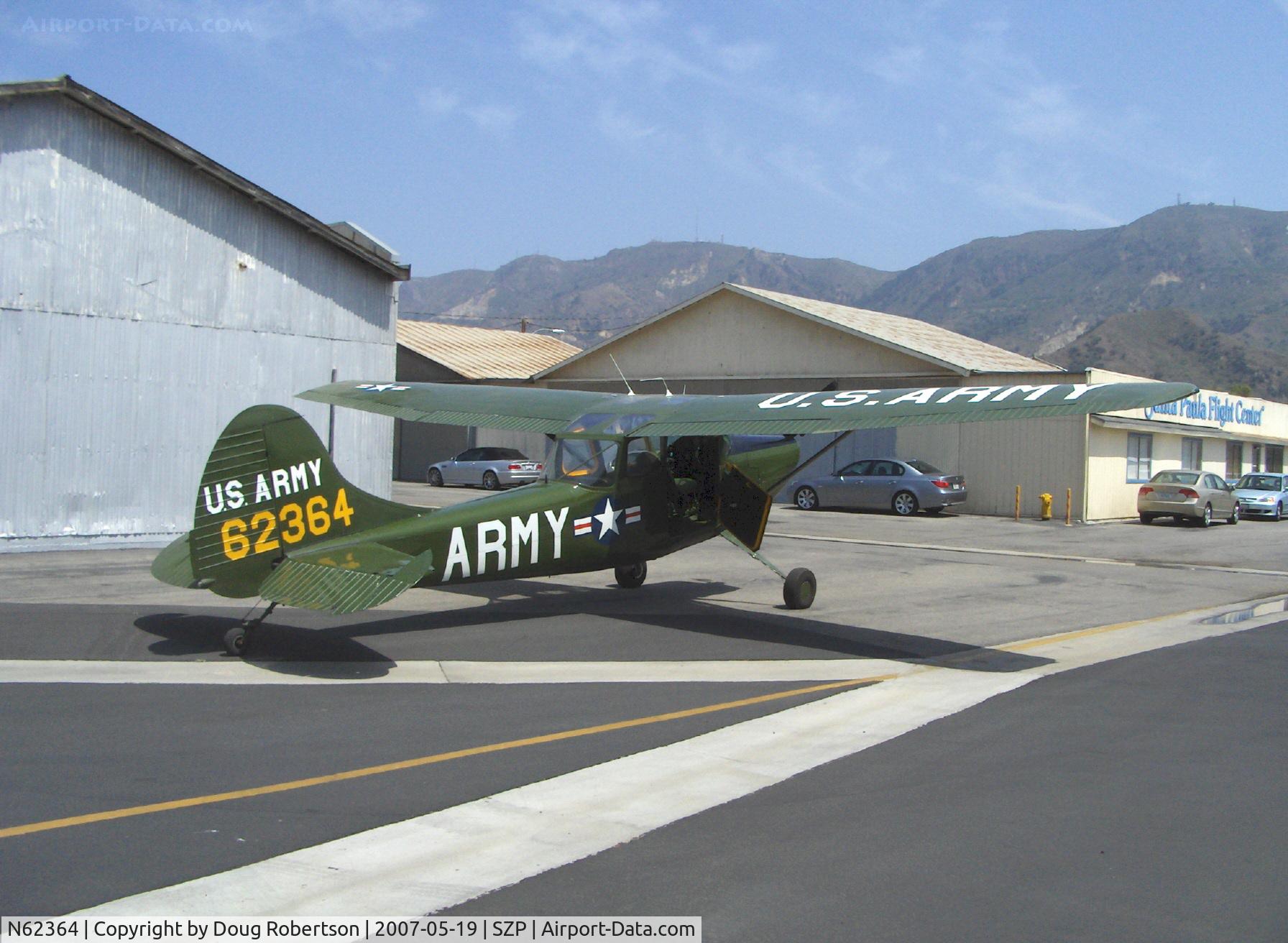 N62364, 1953 Cessna 305A C/N 23484, 1953 Cessna 305A as U S Army L-19A BIRD DOG, Continental E-225 225 Hp, constant speed prop