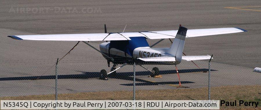 N5345Q, 1972 Cessna 150L C/N 15073245, Chained down on a bright Sunday