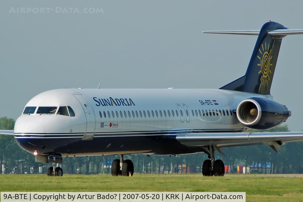 9A-BTE, 1992 Fokker 100 (F-28-0100) C/N 11416, SunAdria (TradeAir)