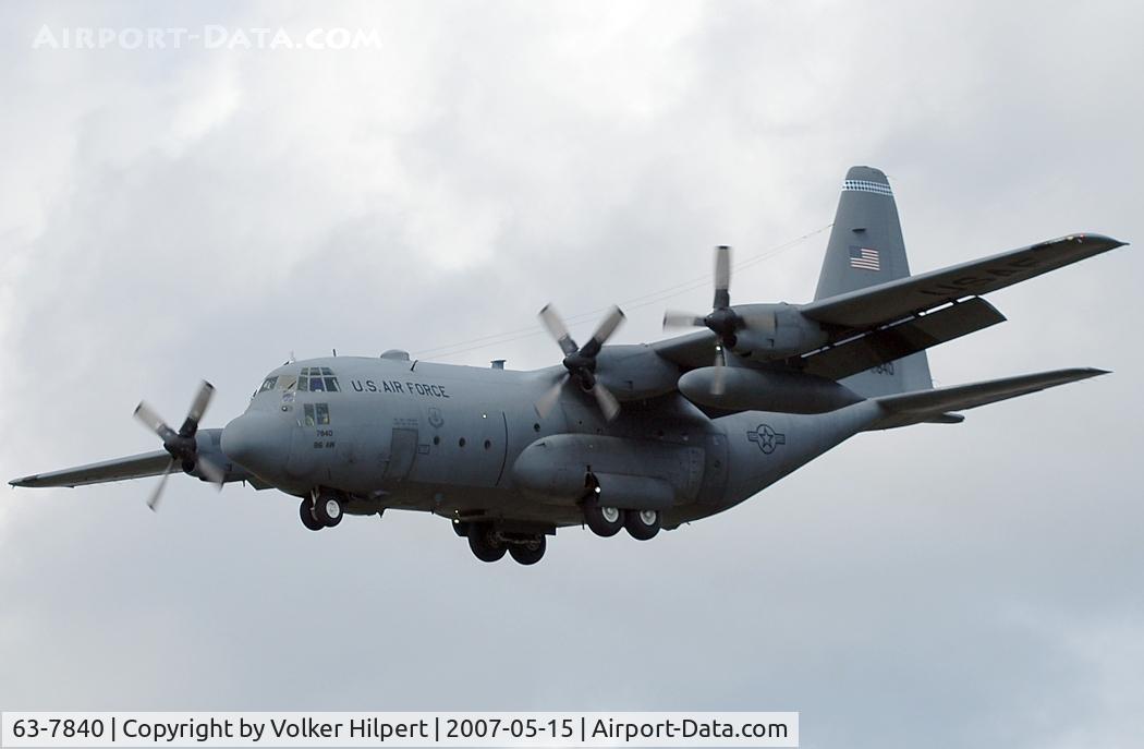 63-7840, 1963 Lockheed C-130E Hercules C/N 382-3910, C-130E on final at ramstein