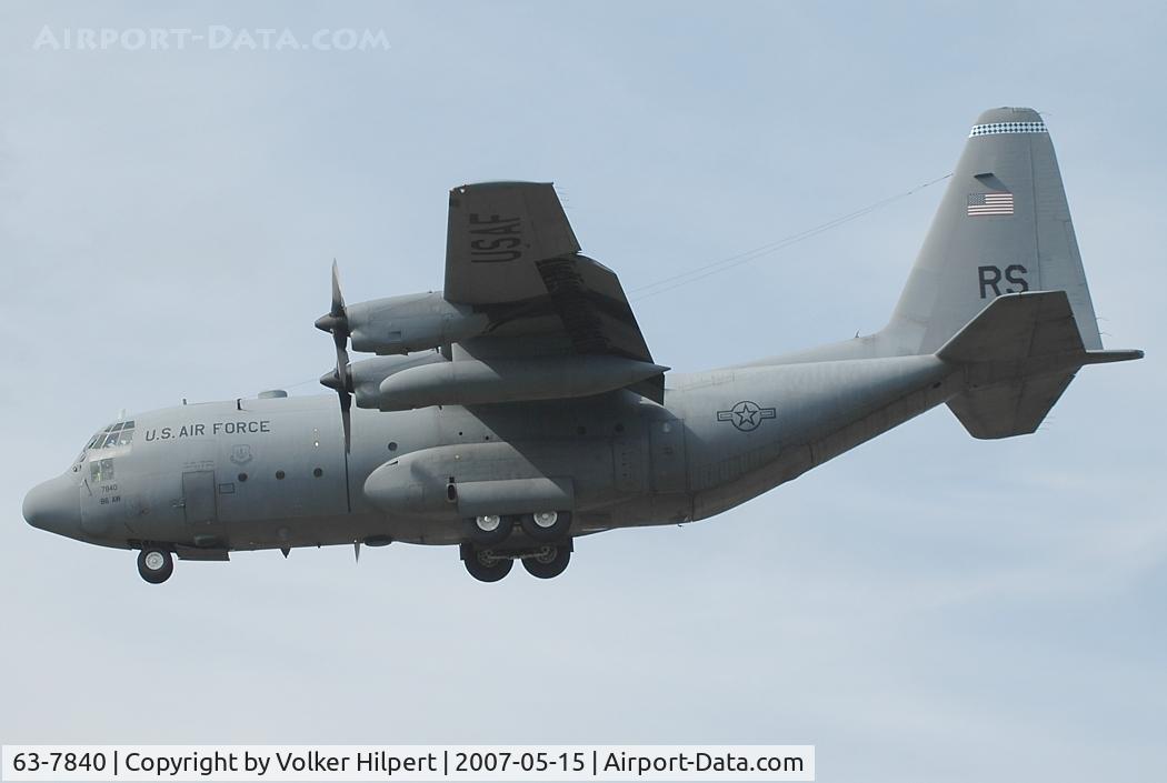 63-7840, 1963 Lockheed C-130E Hercules C/N 382-3910, C-130E on final at ramstein
