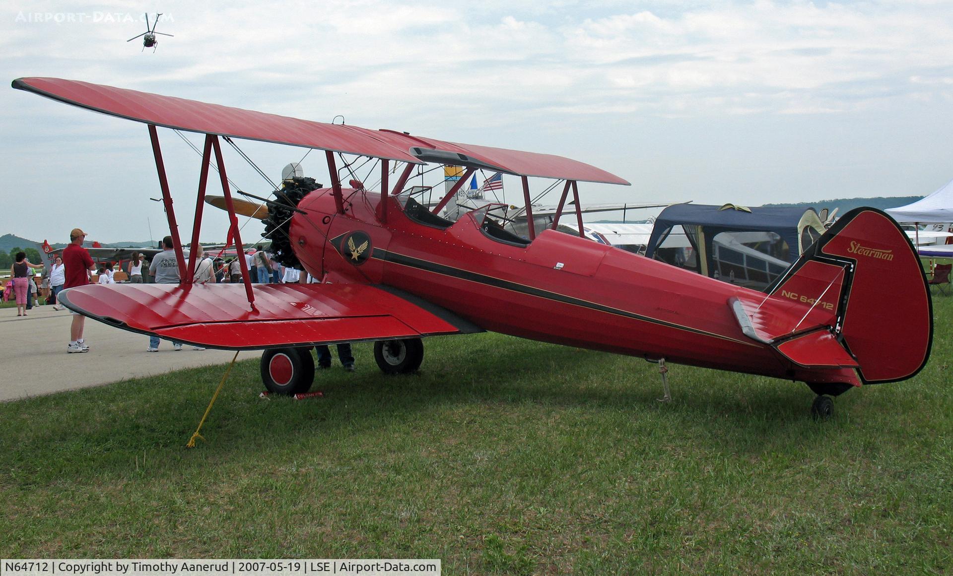 N64712, Boeing A75N1(PT17) C/N 75-664, On display at the Deke Slayton Airfest in La Crosse, WI