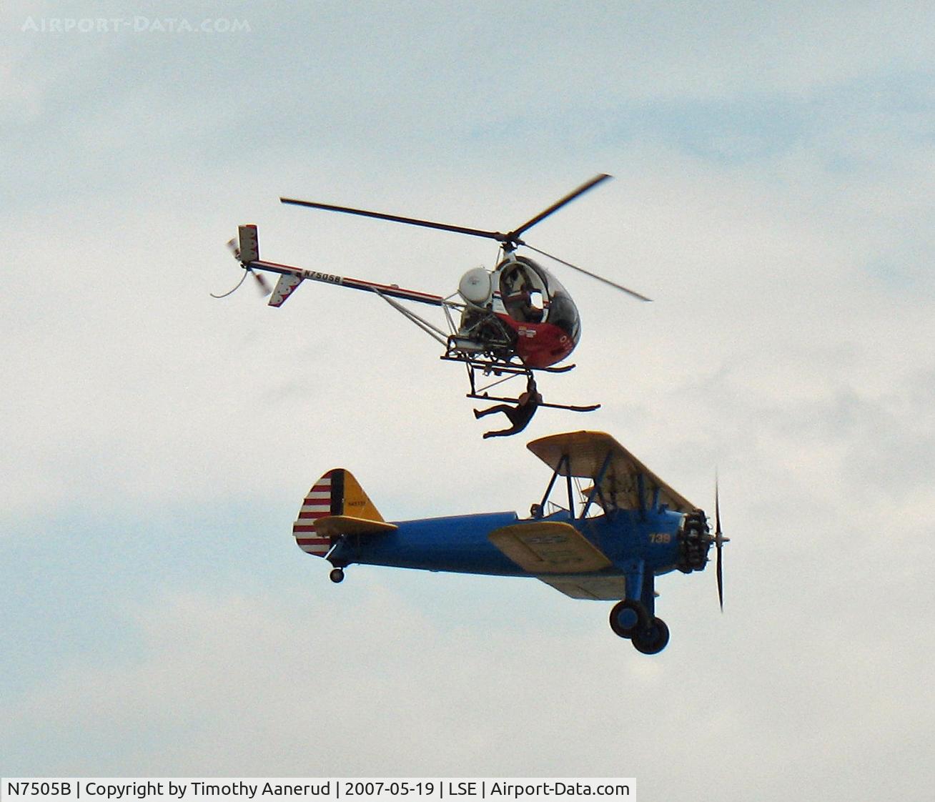 N7505B, 1985 Schweizer 300C (269C) C/N S1205, Performing at the Deke Slayton Airfest in La Crosse, WI