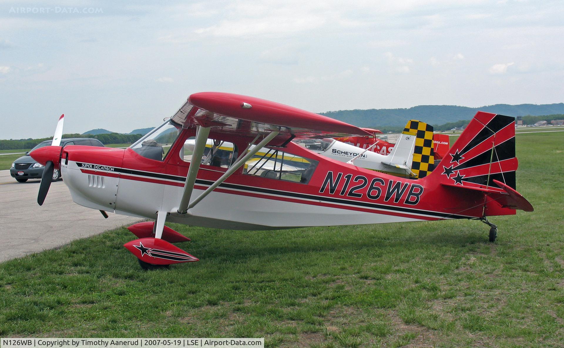 N126WB, 2005 American Champion 8KCAB Super Decathlon C/N 983-2005, Performing at the Deke Slayton Airfest in La Crosse, WI