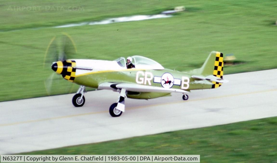 N6327T, 1962 North American F-51D Mustang C/N 44-74417A, Taxiing by the control tower