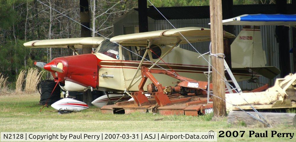 N2128, 1968 Stits SA-7D Skycoupe C/N 475, Talk about hidden!  There she sits, far from the maddening crowd