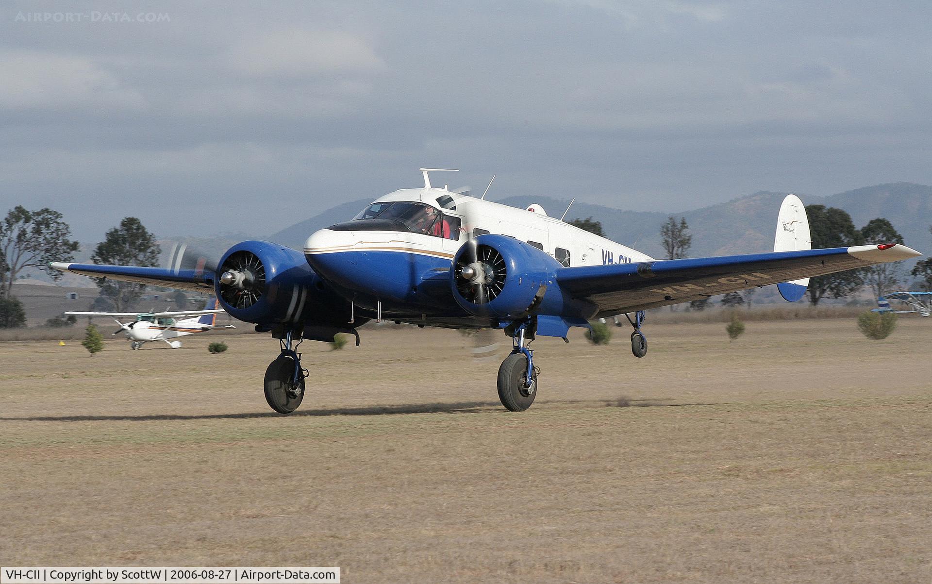 VH-CII, 1958 Beech E18-S C/N BA-371, image taken at Watts Bridge Memorial airfield