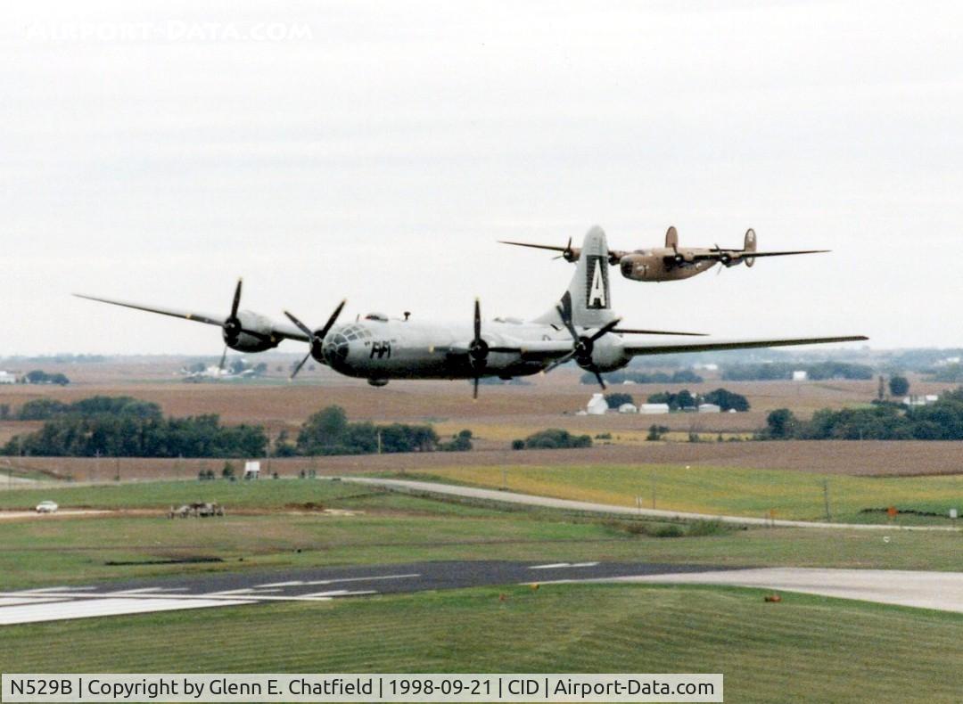 N529B, 1944 Boeing B-29A-60-BN Superfortress C/N 11547, FIFI and Diamond Lil flying by the control tower