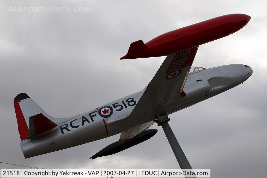 21518, Canadair CT-133 Silver Star C/N T33-518, on display at Leduc CIty Centre