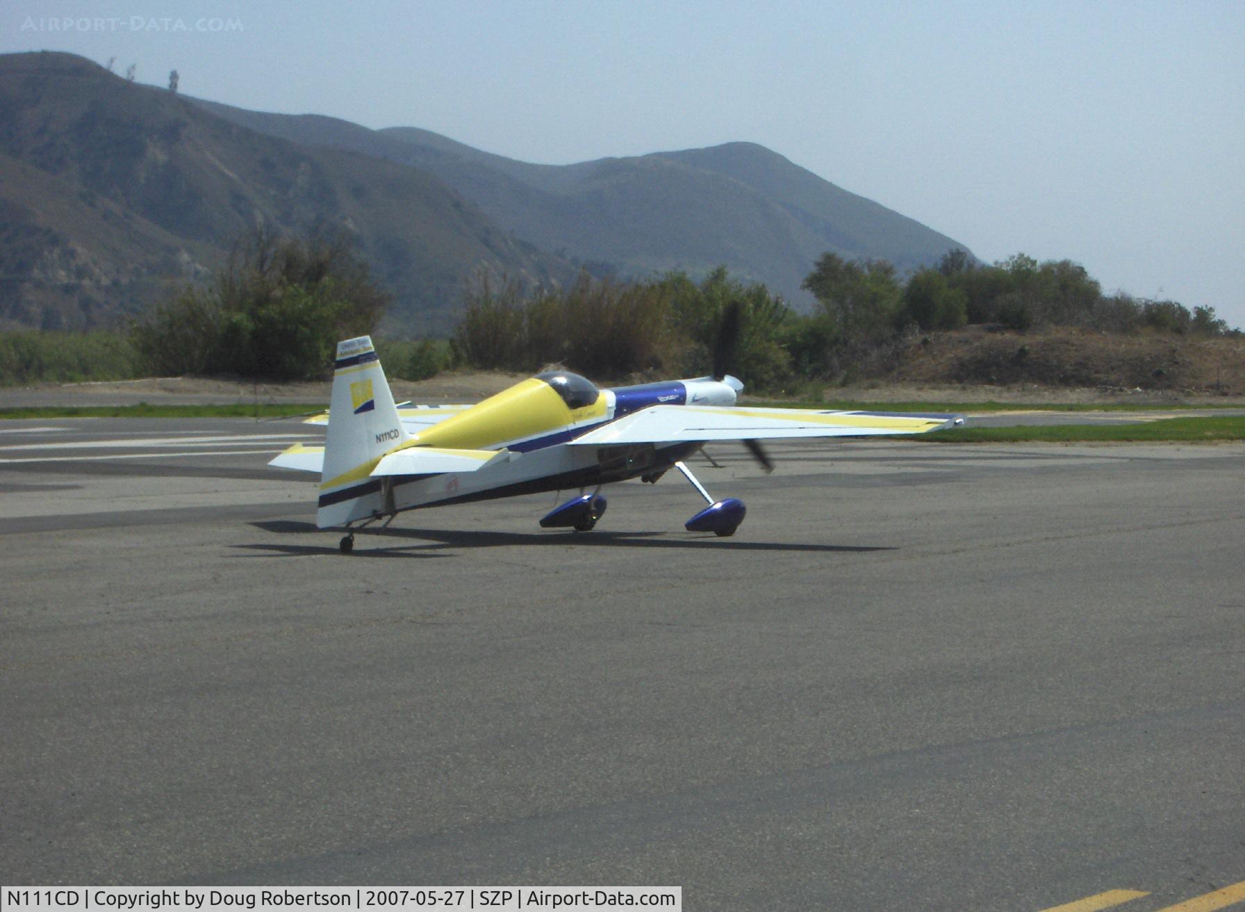 N111CD, 1999 Zivko Edge 540 C/N 0026, 1999 Zivco EDGE 540 Aerobatic, Lycoming AEIO-540 330 Hp, taxi to hangar after landing Rwy 22, Vickie Cruse-Member 2007 USA Unlimited Aerobatic Team