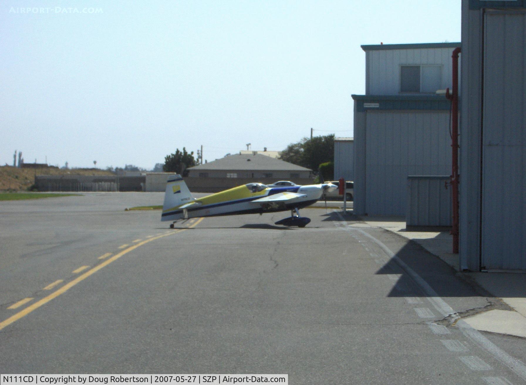 N111CD, 1999 Zivko Edge 540 C/N 0026, 1999 Zivco EDGE 540 Aerobatic, Lycoming AEIO-540 330 Hp, taxi to hangar after landing Rwy 22, Vickie cruse-Member 2007 USA Unlimited Aerobatic Team