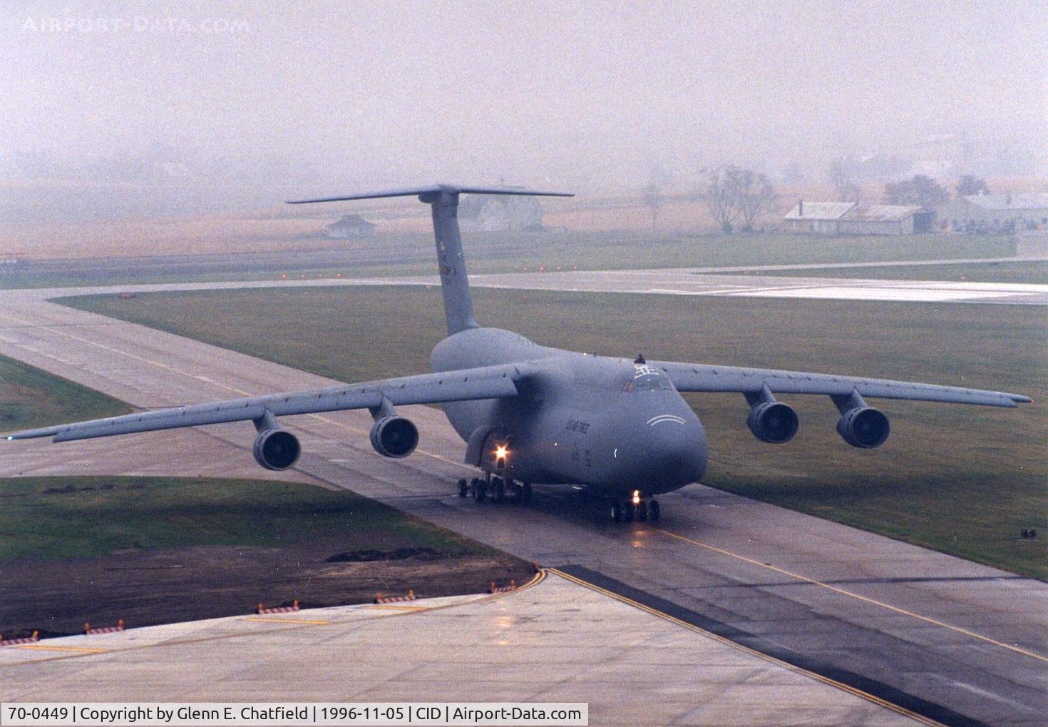 70-0449, 1970 Lockheed C-5A Galaxy C/N 500-0063, C-5A taxiing to the cargo ramp by the control tower