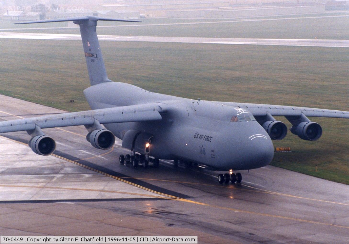 70-0449, 1970 Lockheed C-5A Galaxy C/N 500-0063, C-5A taxiing to the cargo ramp by the control tower