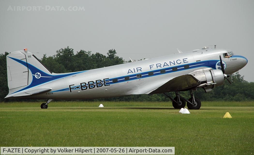 F-AZTE, 1943 Douglas C-47A-1-DL  Skytrain C/N 9172, A real warbird, took part on D-DAY; now with a beautiful colour scheme: on the left Air France colours, on the right KLM colours