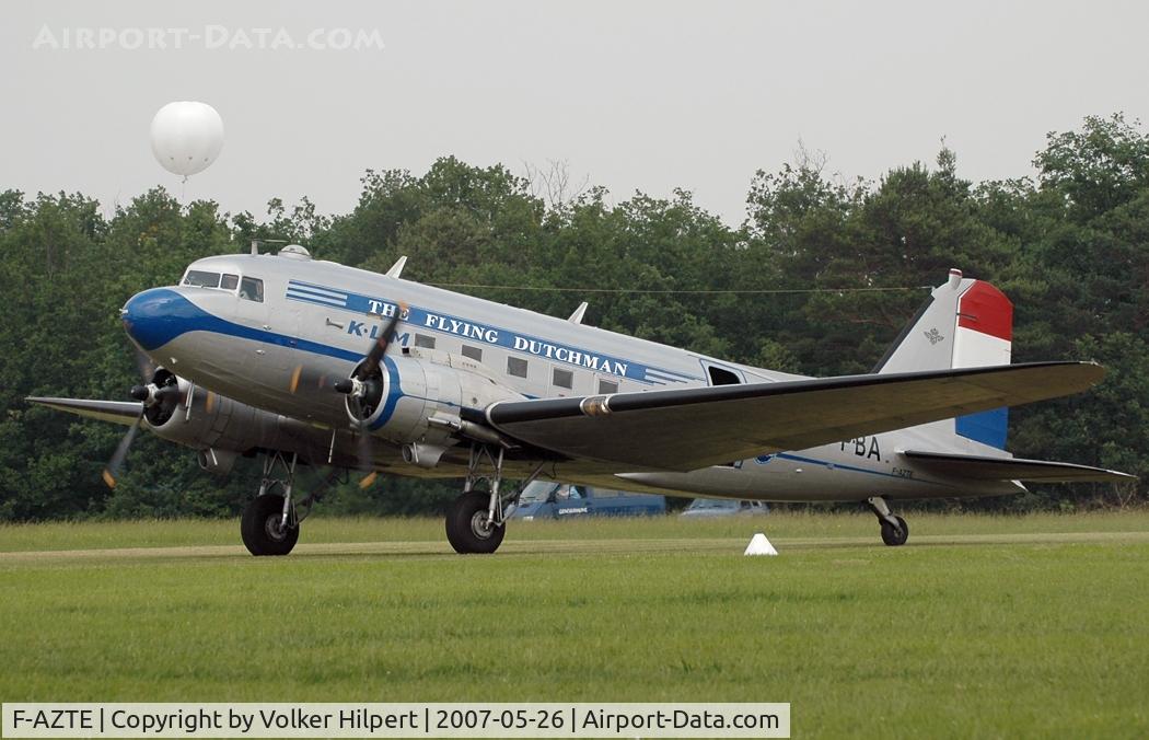 F-AZTE, 1943 Douglas C-47A-1-DL  Skytrain C/N 9172, A real warbird, took part on D-DAY; now with a beautiful colour scheme: on the left Air France colours, on the right KLM colours