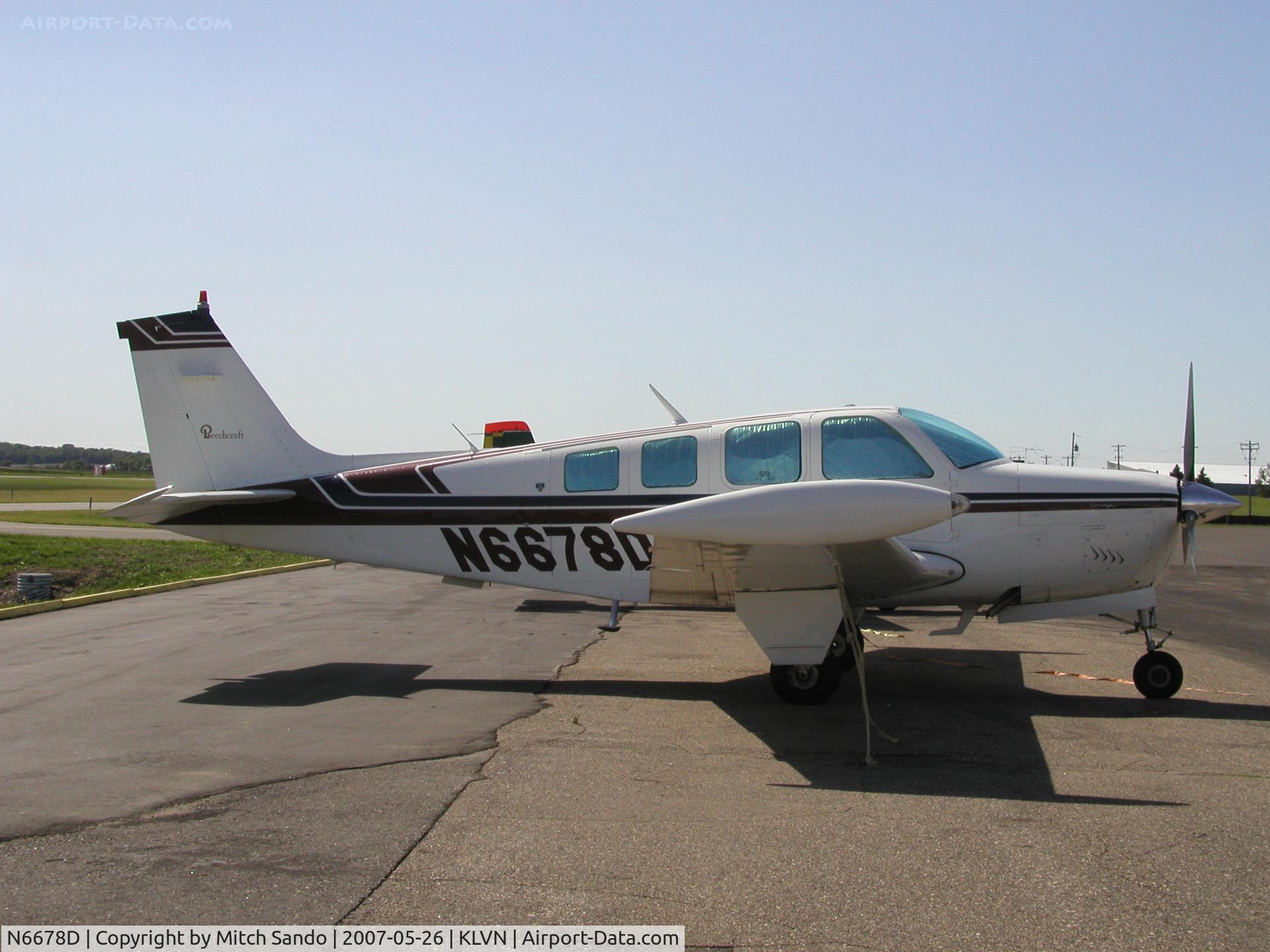 N6678D, 1979 Beech A36 Bonanza 36 C/N E-1596, A36 parked at Airlake Airport in Lakeville, MN.
