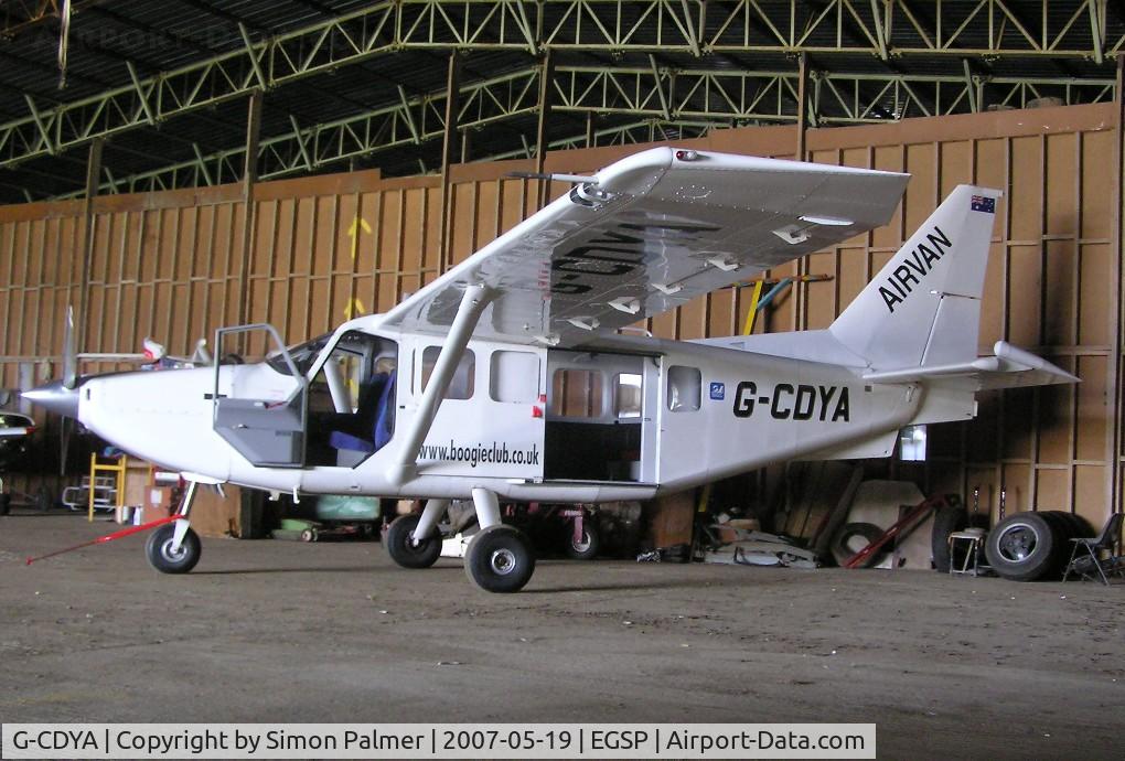 G-CDYA, 2006 Gippsland GA-8 Airvan C/N GA8-05-090, Gippsland GA-8 Airvan in hangar at Sibson
