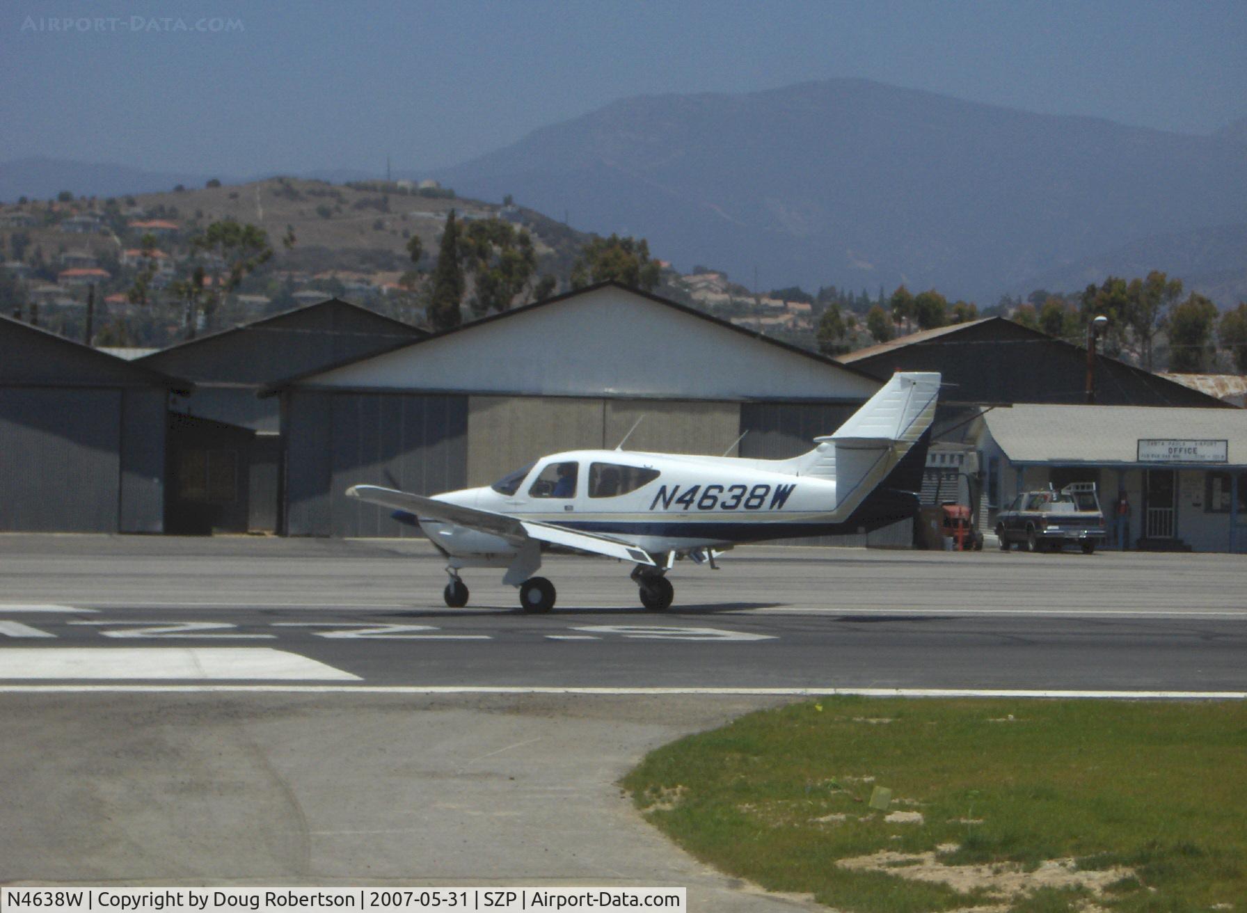 N4638W, 1977 Rockwell International 112TCA Commander C/N 13168, 1977 Rockwell 112TC-A TURBO ALPINE COMMANDER, Lycoming TIO-360-C1A6D 210 Hp, taxi turnoff Rwy 22 after landing