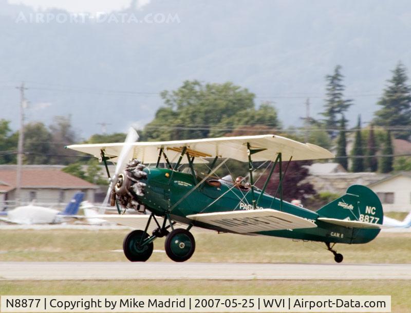 N8877, 1929 Curtiss-Wright Travel Air 4000 C/N 913, Arriving at Watsonville Fly-in