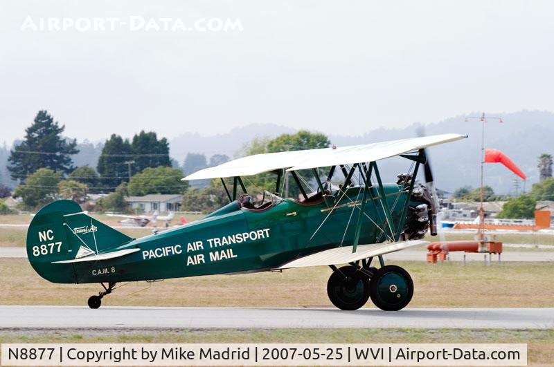 N8877, 1929 Curtiss-Wright Travel Air 4000 C/N 913, Taxi to parking at Watsonville