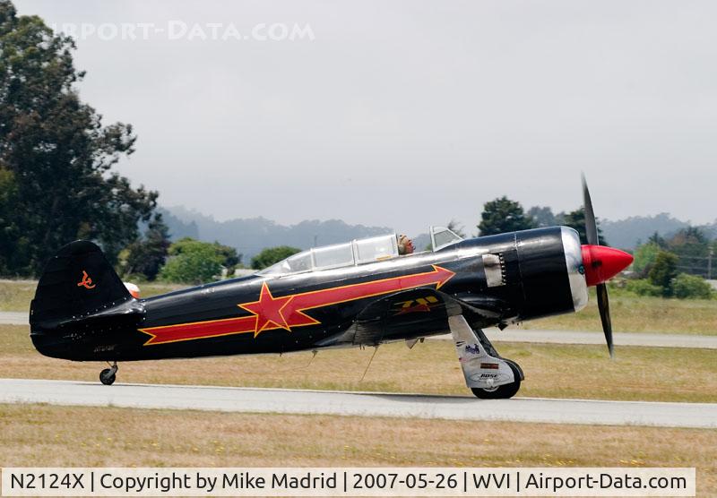 N2124X, 1952 Yakovlev Yak-11 C/N 102146, Taxi in after airshow