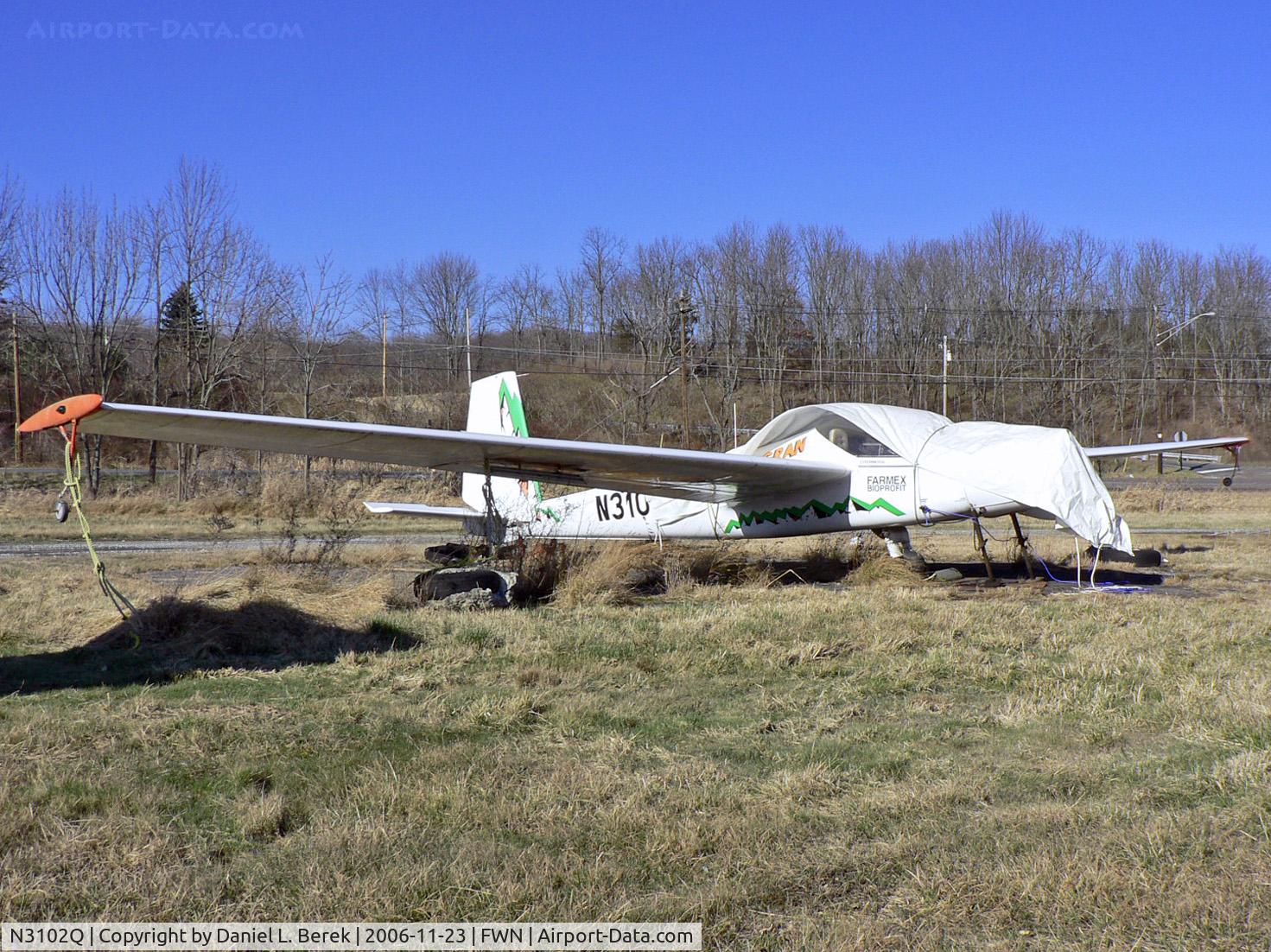 N3102Q, 1993 Aerotechnik L-13SEH Vivat C/N 930507, Purists won't call this aircraft a glider, as it does have a small engine lurking underneath that tarp.  Neat Czech design.