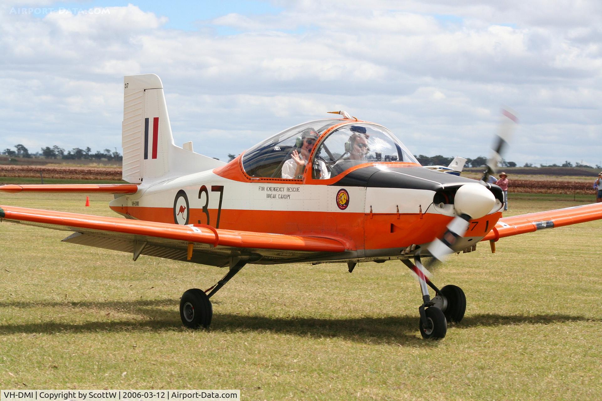 VH-DMI, 1975 New Zealand CT-4A Airtrainer C/N 037, image taken at a aprivate airfield Clifton S.E QLD Australia