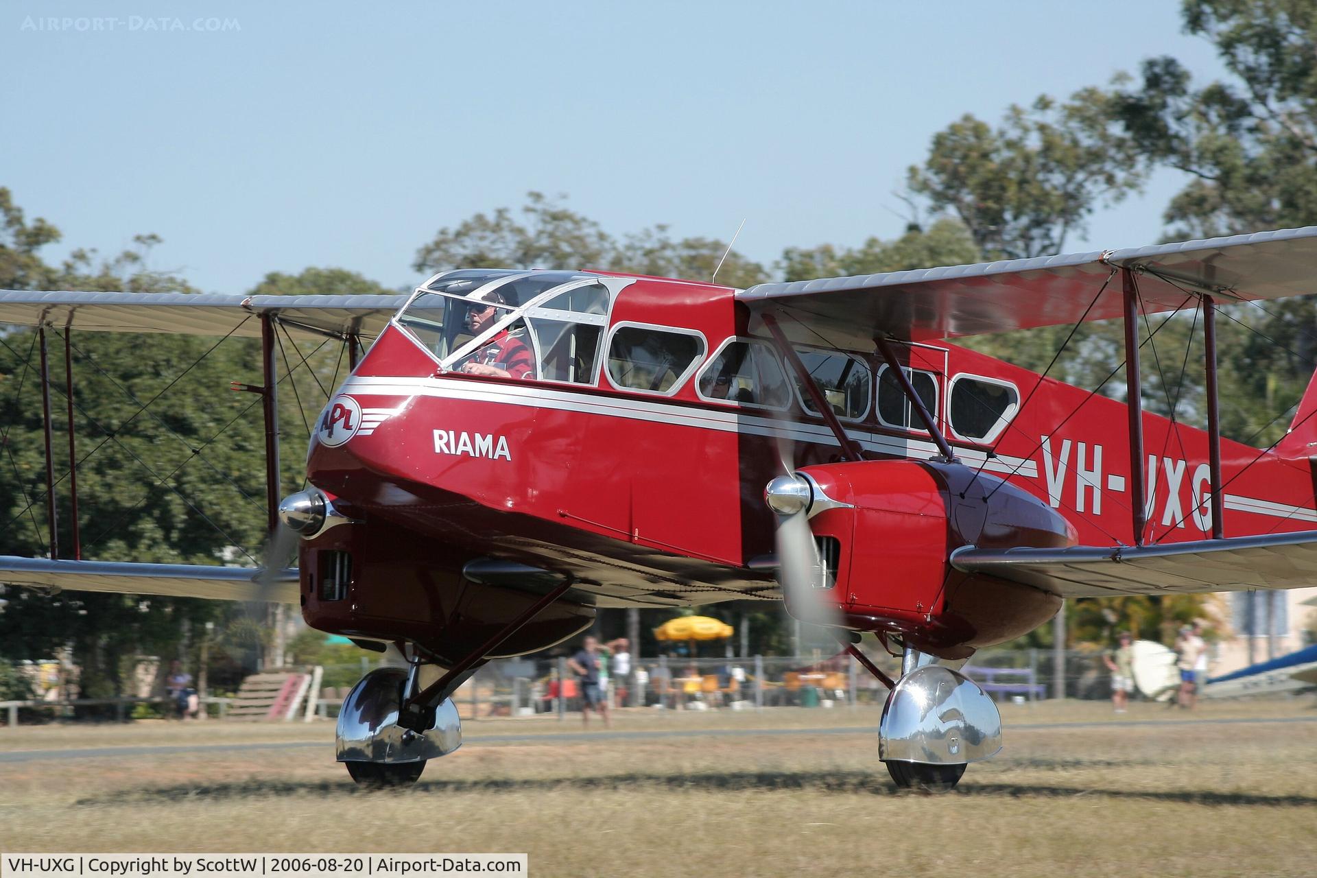 VH-UXG, 1934 De Havilland DH-84 Dragon 2 C/N 6077, Image taken at Caboolture Airfield QLD Aus.