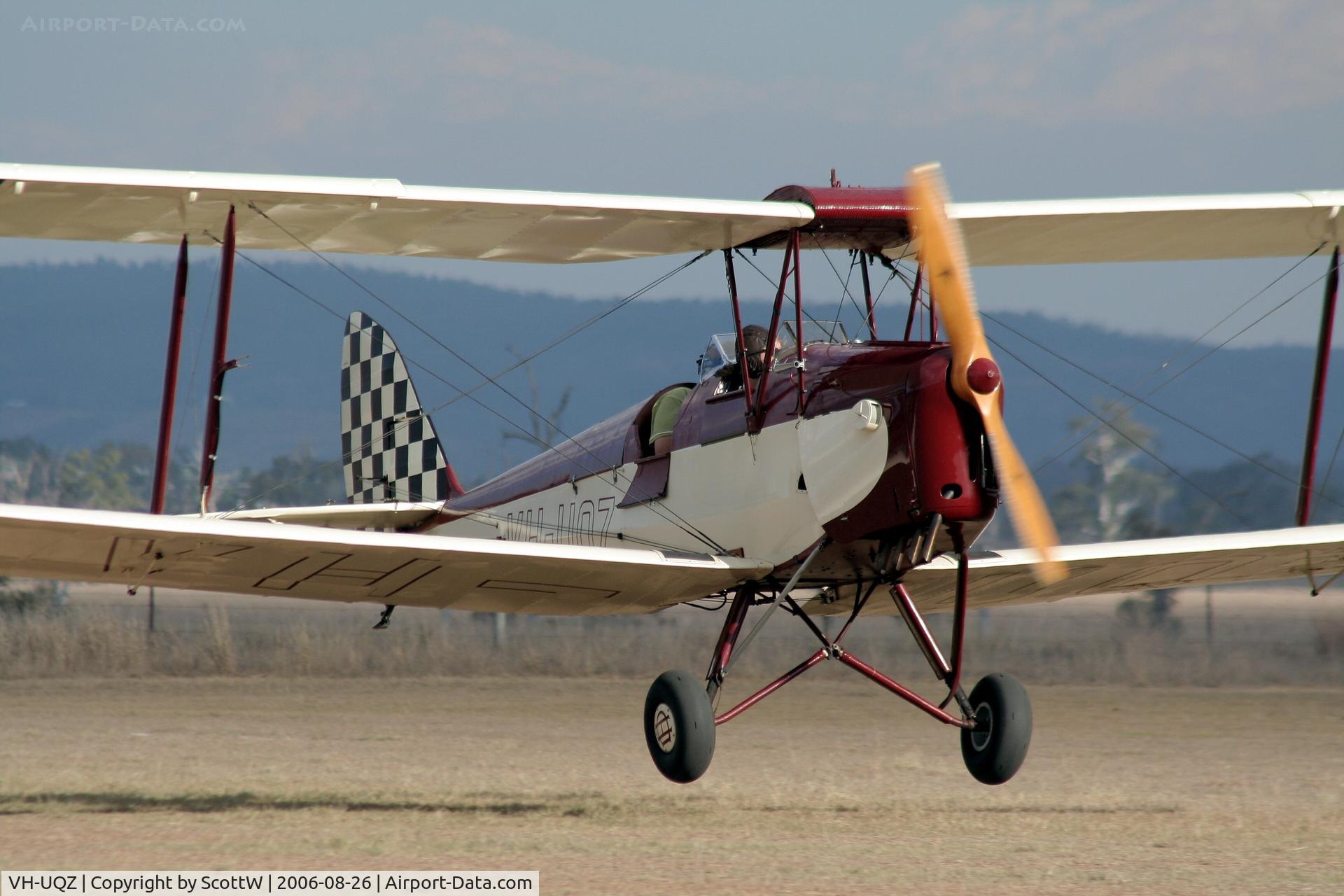 VH-UQZ, 1958 De Havilland DH-82A Tiger Moth II C/N AW/A/17, image taken at the 15th annual festival of flight Watts Bridge Memorial Airfield QLD